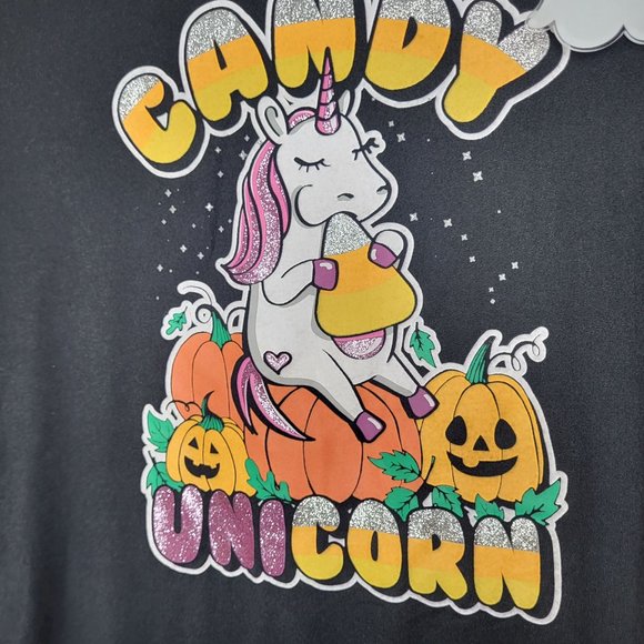 New Girls Self Esteem Shirt Long Sleeve Unicorn Halloween Size L Top Black Comfy - Picture 2 of 11